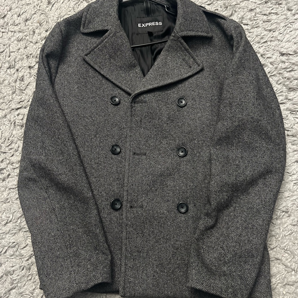 Express Charcoal Double-Breasted Peacoat